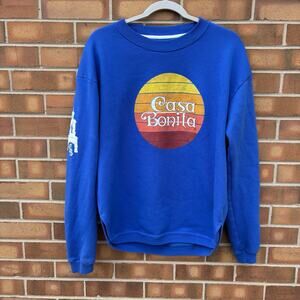 Casa Bonita Crewneck Sweatshirt Blue M Lakewood Colorado Logo Graphic Print